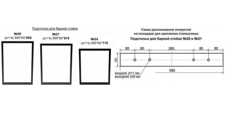 Опора барной стойки №20 (высота 865 мм)