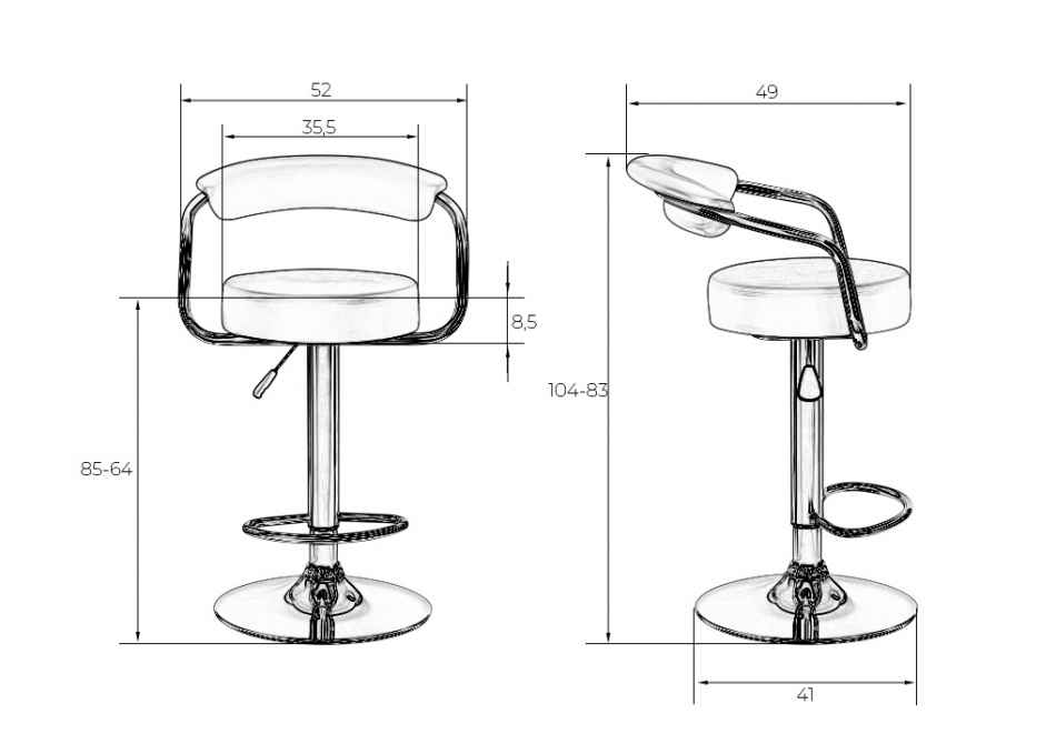 Стул барный LM-5013 размеры